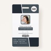 Modern Dark Gray Professional Employee Photo ID バッジ (正面)