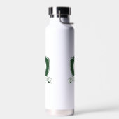 Modern Dark Green and White Name Initial Monogram ウォーターボトル (左面)