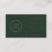 Modern Dark Green GoldTypography Business Logo Car 名刺 (裏面)