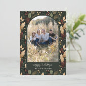 Modern Dark Green Holly Arch Photo シーズンカード (スタンド正面)