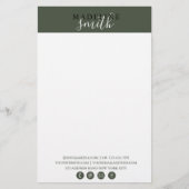 Modern Dark Green Script 便箋 (正面)