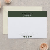 Modern Dark Green Script Flat Note Card ノートカード