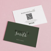 Modern Dark Green Script QR code 名刺