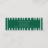 Modern Dark Green Striped Graduation Name Card スキニー名刺 (裏面)