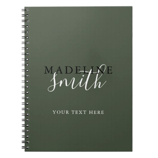 Modern Dark Green Typography Script ノートブック (正面)