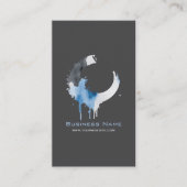 Modern Dark Grey & Blue Watercolor Swirl 名刺 (正面)