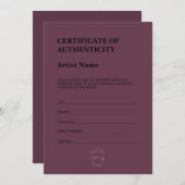 Modern Dark Purple Certificate of Authenticity サンキューカード (正面/裏面)