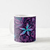 Modern Dark Purple Floral Pattern コーヒーマグカップ (正面左)
