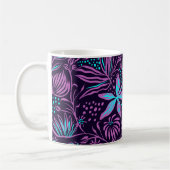 Modern Dark Purple Floral Pattern コーヒーマグカップ (左)