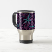 Modern Dark Purple Floral Pattern Personalised トラベルマグ (正面左)