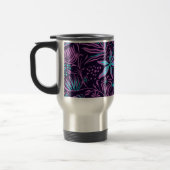 Modern Dark Purple Floral Pattern Personalised トラベルマグ (左)
