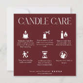 Modern Dark Red Candle Care Card サンキューカード (正面)