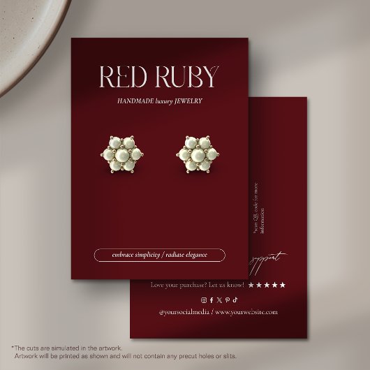 Modern Dark Red Earring Display Card
