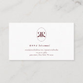 Modern Dark Red Minimalist Business Card 名刺 (裏面)