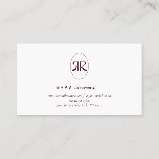 Modern Dark Red Minimalist Business Card 名刺 (裏面)