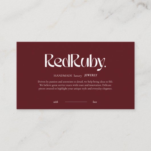 Modern Dark Red Minimalist Business Card 名刺 (正面)
