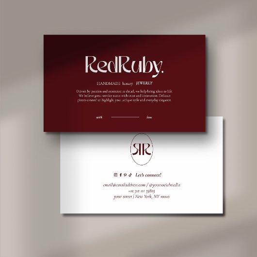 Modern Dark Red Minimalist Business Card 名刺