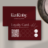 Modern Dark Red Minimalist Loyalty Card ロイヤリティカード