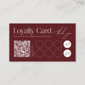 Modern Dark Red Minimalist Loyalty Card ロイヤリティカード (裏面)