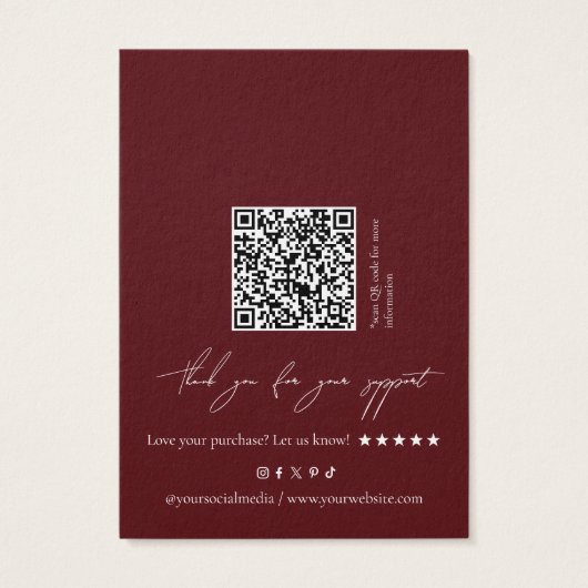 Modern Dark Red Necklace Display Card (裏面)
