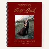 Modern Dark Red Wedding Guest Book ノートブック (正面)