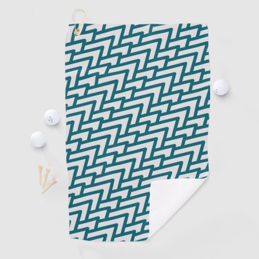 Modern Dark Teal Geometric Pattern on Light Gray ゴルフタオル (インサイチュ)