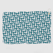 Modern Dark Teal Geometric Pattern on Light Gray ゴルフタオル (横)