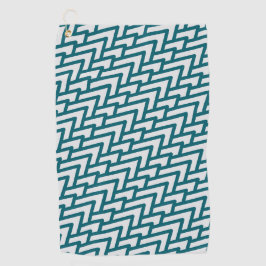 Modern Dark Teal Geometric Pattern on Light Gray ゴルフタオル