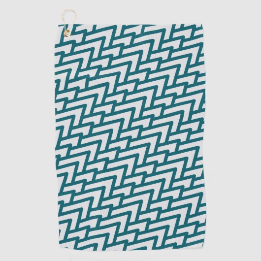 Modern Dark Teal Geometric Pattern on Light Gray ゴルフタオル (正面)