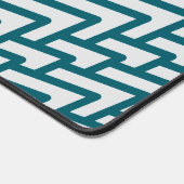 Modern Dark Teal Geometric Pattern on Light Gray デスクマット (コーナー)