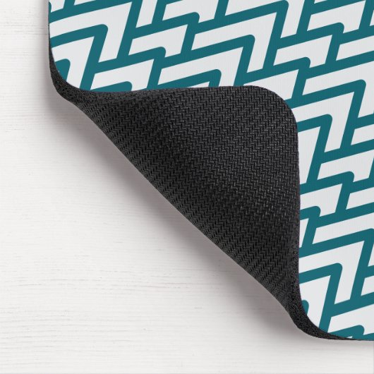 Modern Dark Teal Geometric Pattern on Light Gray マウスパッド (コーナー)