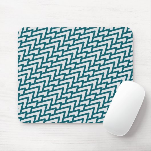 Modern Dark Teal Geometric Pattern on Light Gray マウスパッド (マウス)