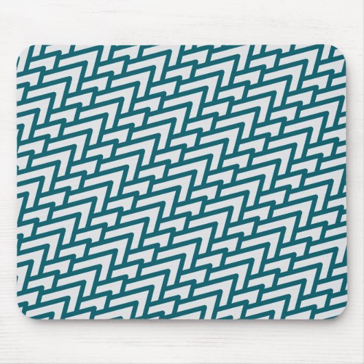 Modern Dark Teal Geometric Pattern on Light Gray マウスパッド (正面)