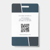 Modern Dark Teal Professional Employee Photo ID バッジ (Back)