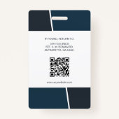 Modern Dark Teal Professional Employee Photo ID バッジ (裏面)