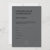 Modern Dark Theme Certificate of Authenticity サンキューカード (正面)