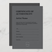Modern Dark Theme Certificate of Authenticity サンキューカード (正面/裏面)