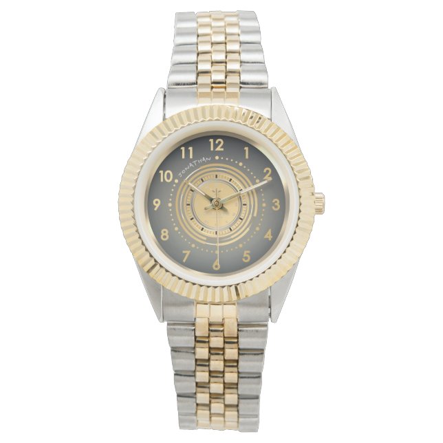 Modern Dark theme Two-Tone Classic Watch Custom 腕時計 (正面)