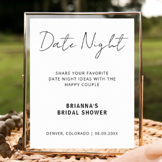Modern Date Night Ideas Minimalist Bridal Shower ポスター