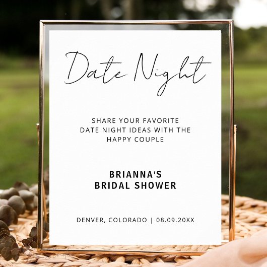 Modern Date Night Ideas Minimalist Bridal Shower ポスター