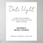 Modern Date Night Ideas Minimalist Bridal Shower ポスター (正面)