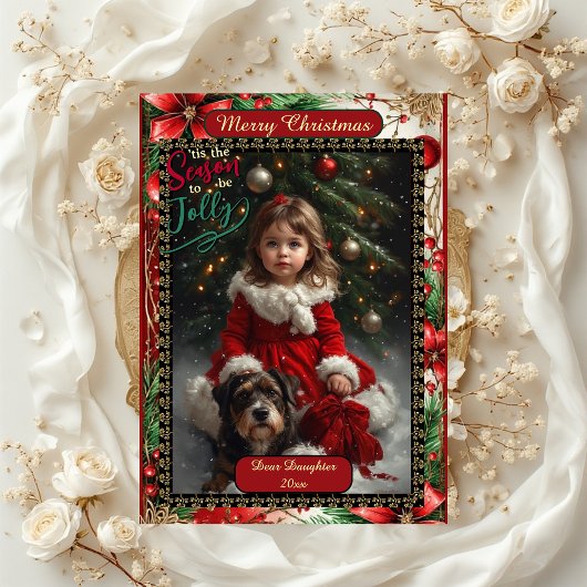 Modern Daughter Floral Christmas Frame 5 Photos シーズンカード