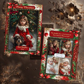 Modern Daughter Floral Christmas Frame 5 Photos シーズンカード