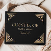Modern Deco | Elegant Black and Gold Wedding ゲストブック