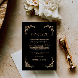 Modern Deco | Elegant Black and Gold Wedding サンキューカード