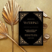 Modern Deco | Elegant Black and Gold Wedding 招待状