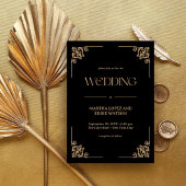Modern Deco | Elegant Black and Gold Wedding 招待状