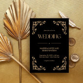 Modern Deco | Elegant Black and Gold Wedding 招待状