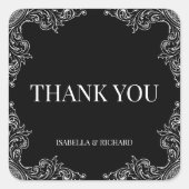 Modern Deco| Elegant Black and White Wedding スクエアシール (正面)