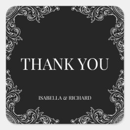 Modern Deco| Elegant Black and White Wedding スクエアシール